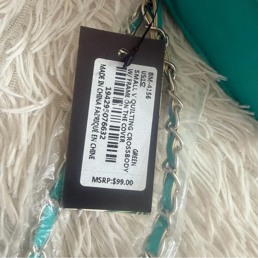 Badgley Mischka Small Chevron Quilted Crossbody Bag In Green Teal - NWT